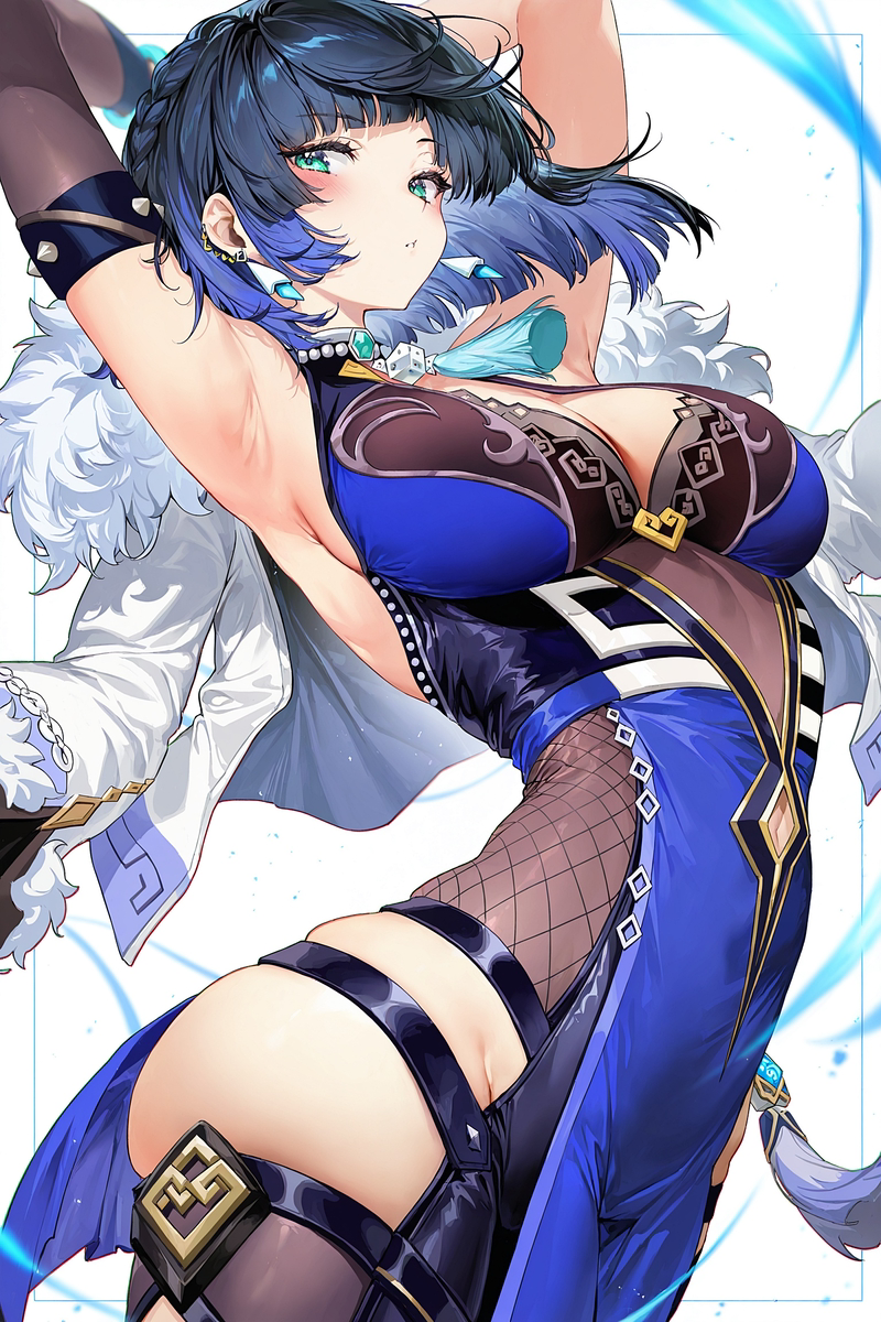 This is a pixiv picture whose title is 夜蘭／Yelan 🟦.