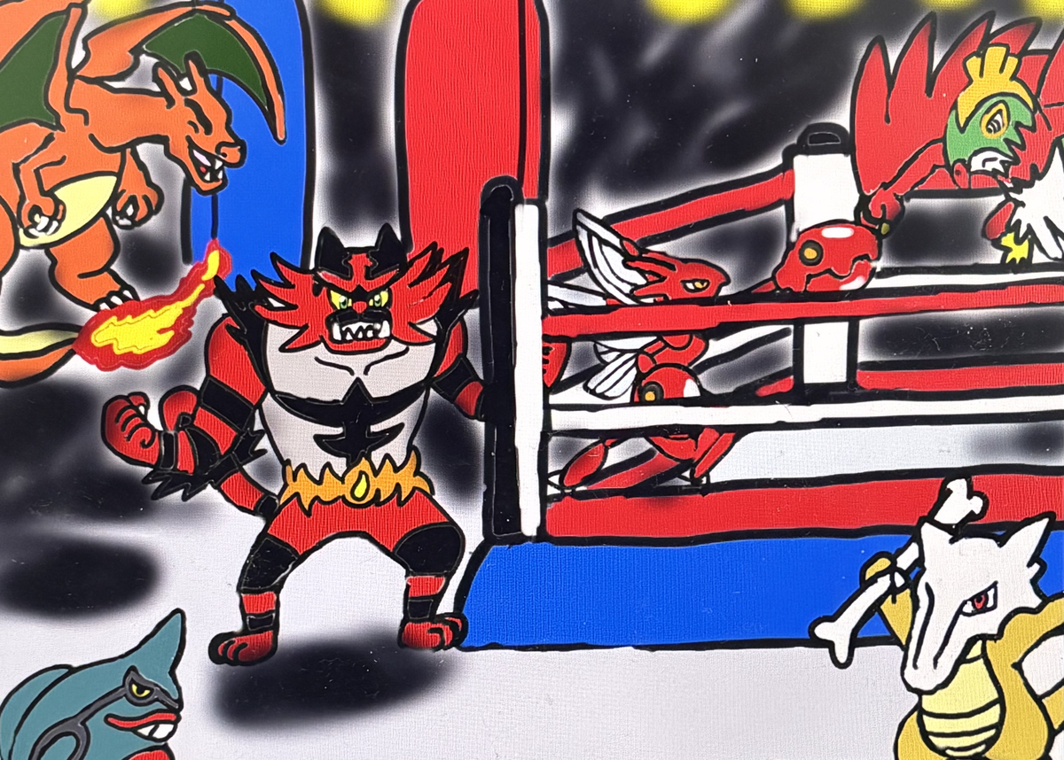 This is a pixiv picture whose title is 熱きポケモン達のバトルジム.