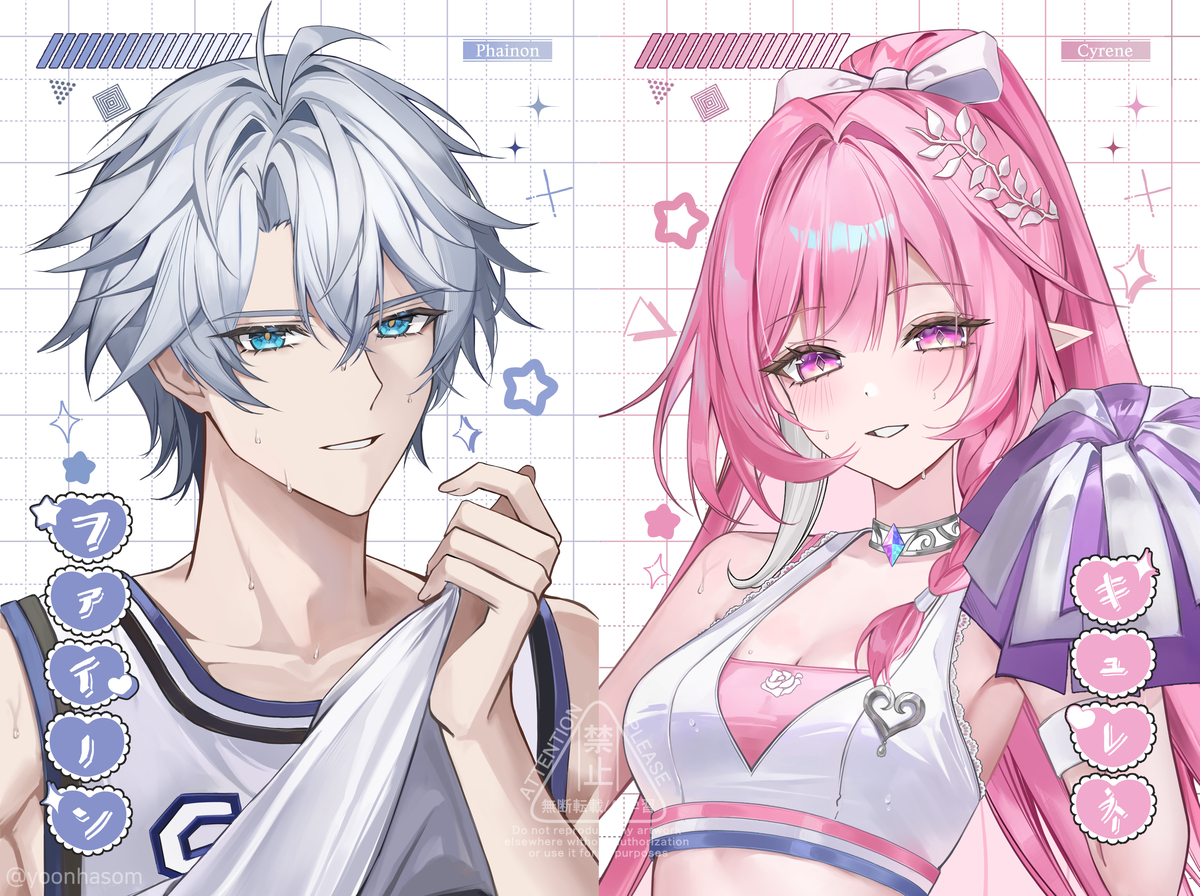 This is a pixiv picture whose title is phairene🩶🩷.