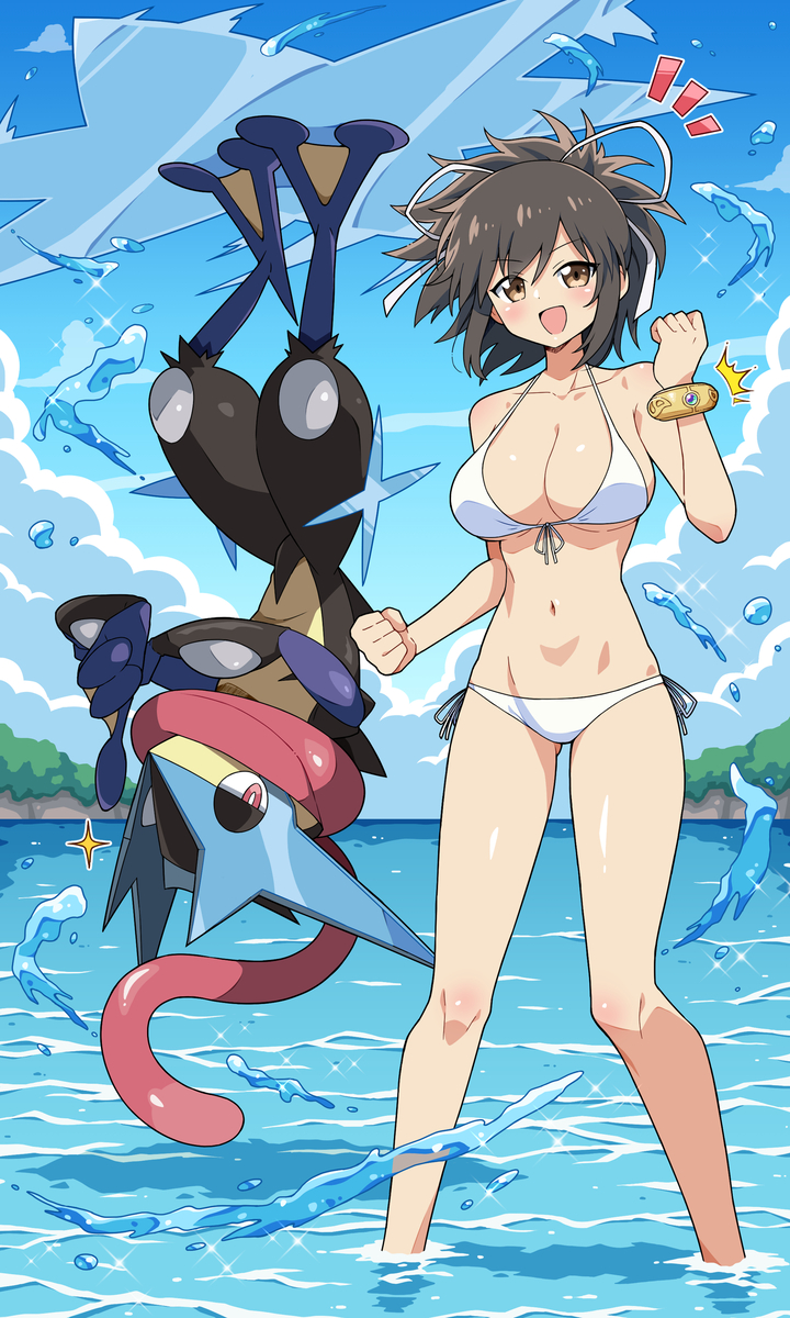 This is a pixiv picture whose title is 飛鳥ちゃん&メガゲッコウガ.