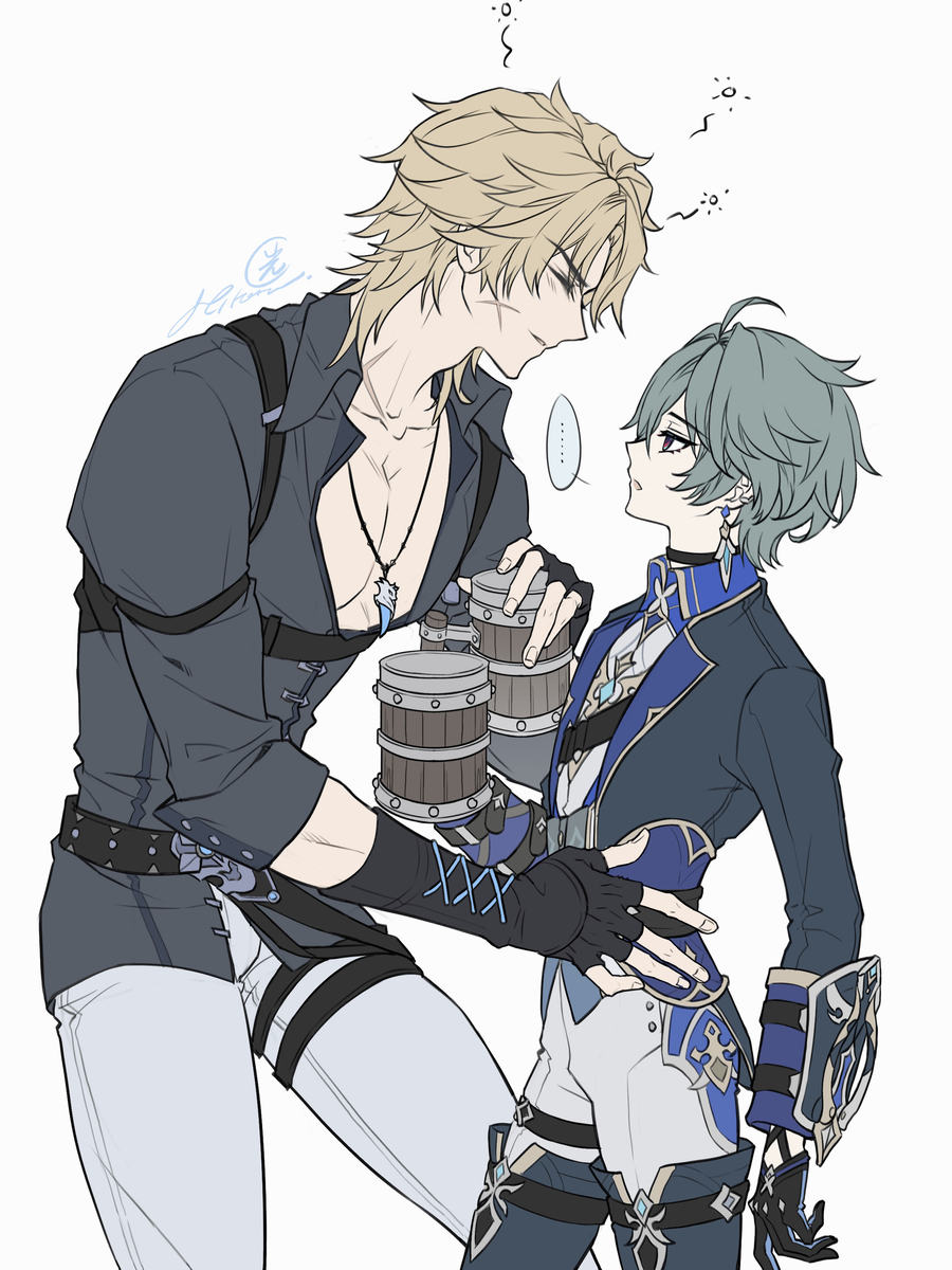 This is a pixiv picture whose title is 体型差是这样的（。.