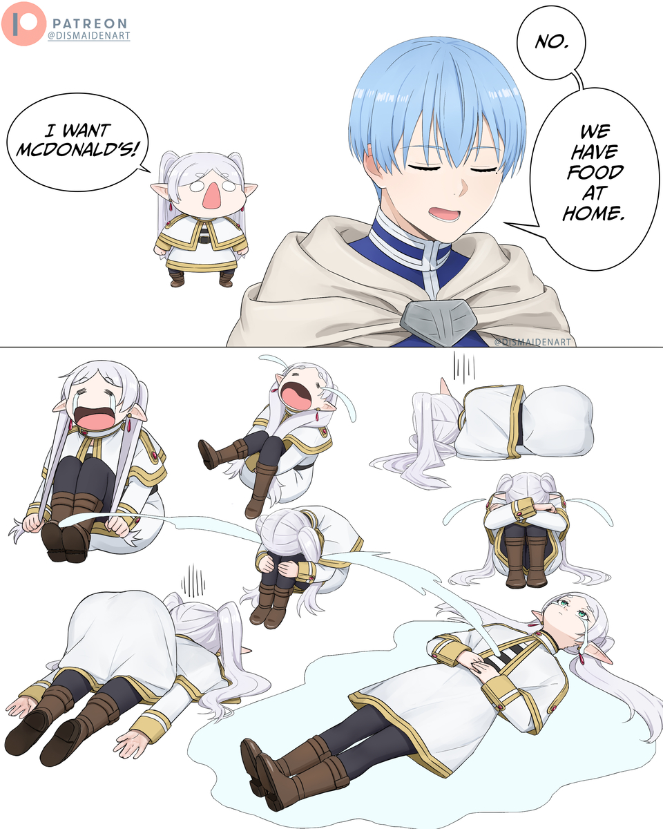 This is a pixiv picture whose title is Frieren Crying.