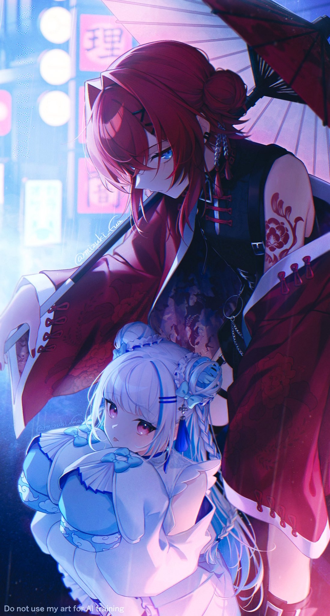 This is a pixiv picture whose title is 🟥🟦.