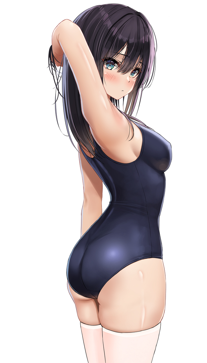 This is a pixiv picture whose title is スク水でポーズとってもらった.