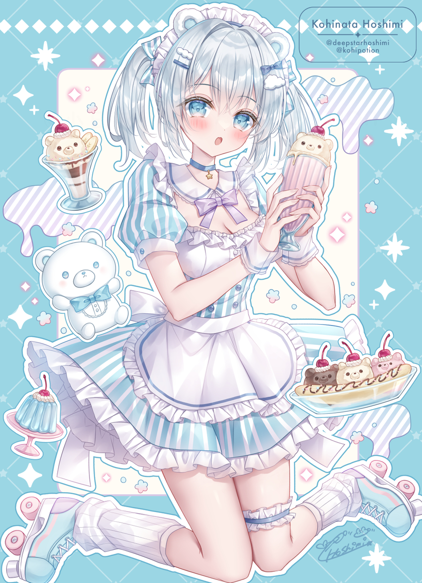 This is a pixiv picture whose title is Shirokuma Diner🐻‍❄️🍒🛼.