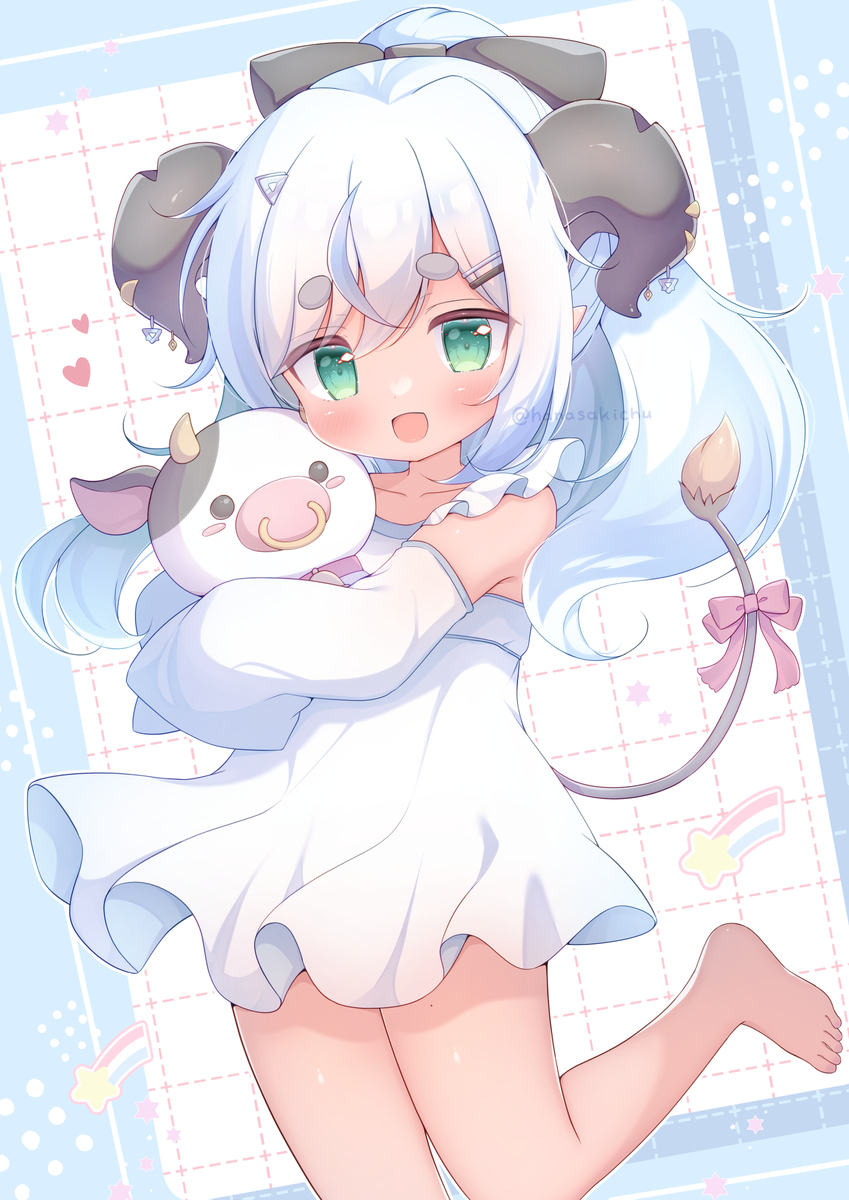 This is a pixiv picture whose title is 🐂🎀.