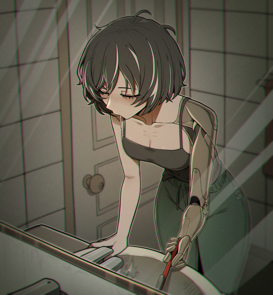 This is a pixiv picture whose title is 양치하는 모제스.