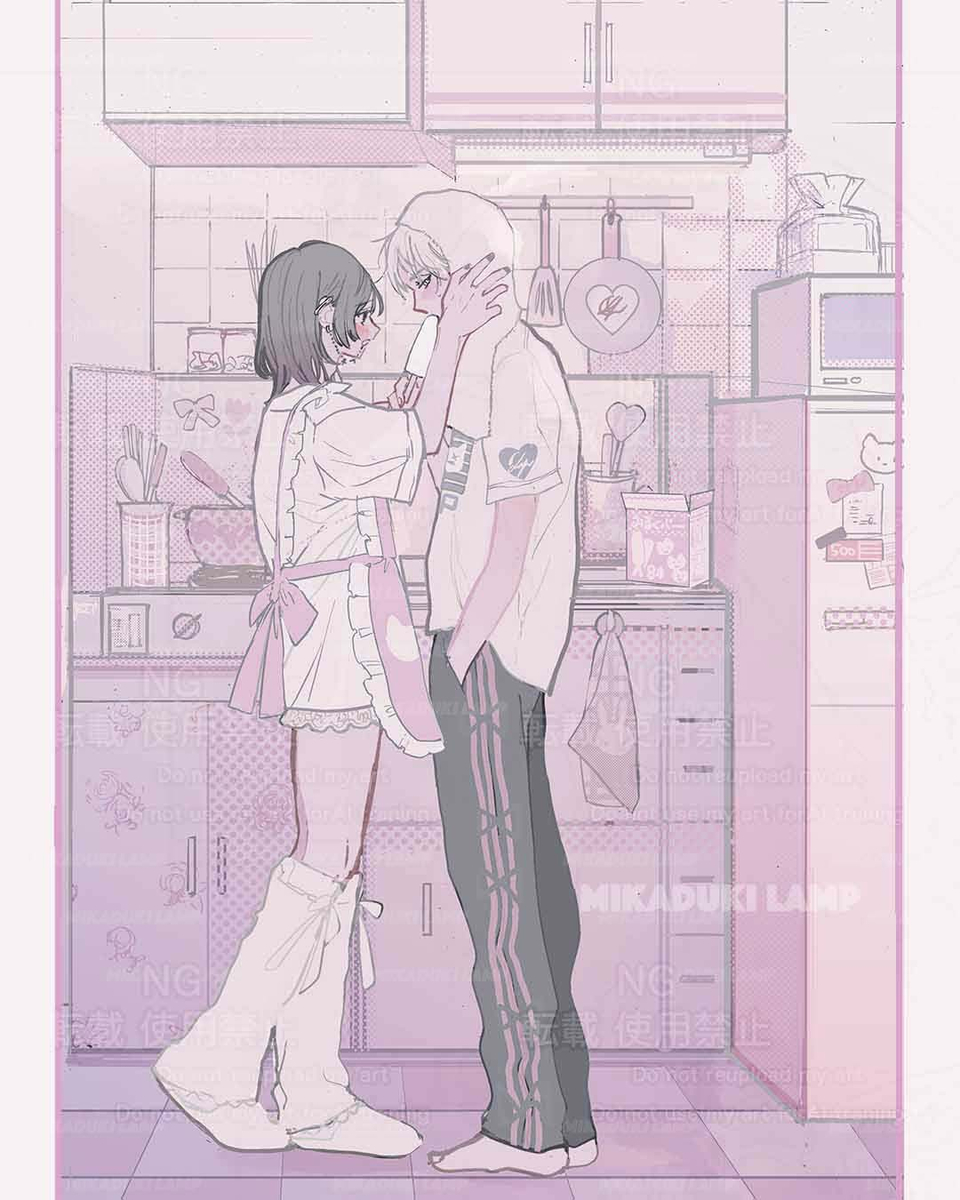 This is a pixiv picture whose title is とあるお風呂上がりのお似合いカップル.