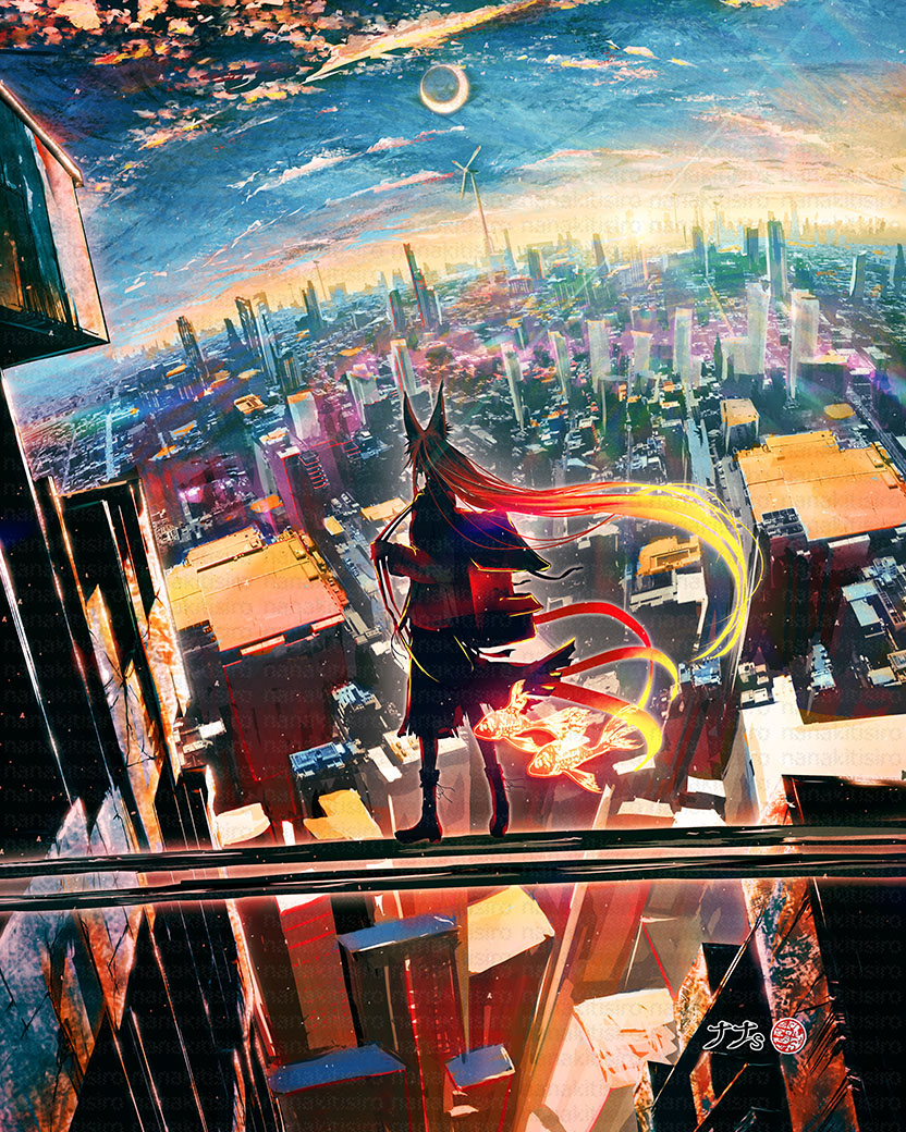 This is a pixiv picture whose title is 秋の夕暮れ.