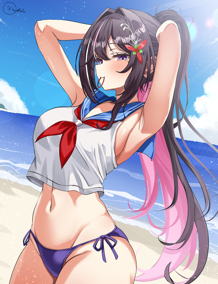 This is a pixiv picture whose title is セーラー水着あずきち.