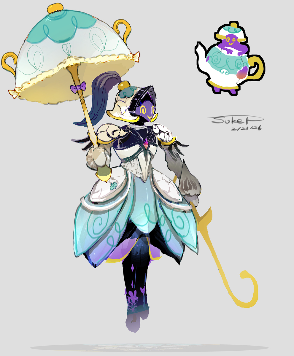 This is a pixiv picture whose title is ポットデスモチーフの騎士（ポケモン）.