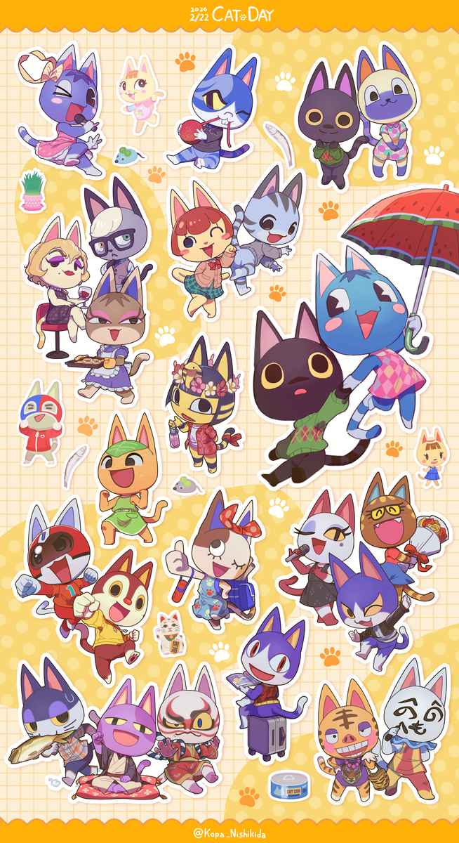 This is a pixiv picture whose title is 猫の日2026.