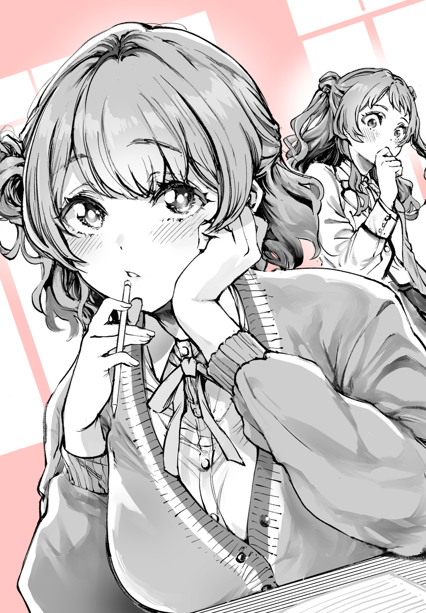 This is a pixiv picture whose title is 妹の視線の先　に　気付いた姉　の図.