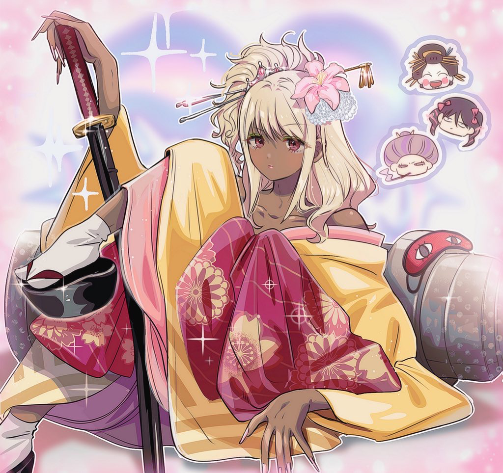 This is a pixiv picture whose title is 強さも可愛さも真選組エースの黒ギャル太夫沖田くん.