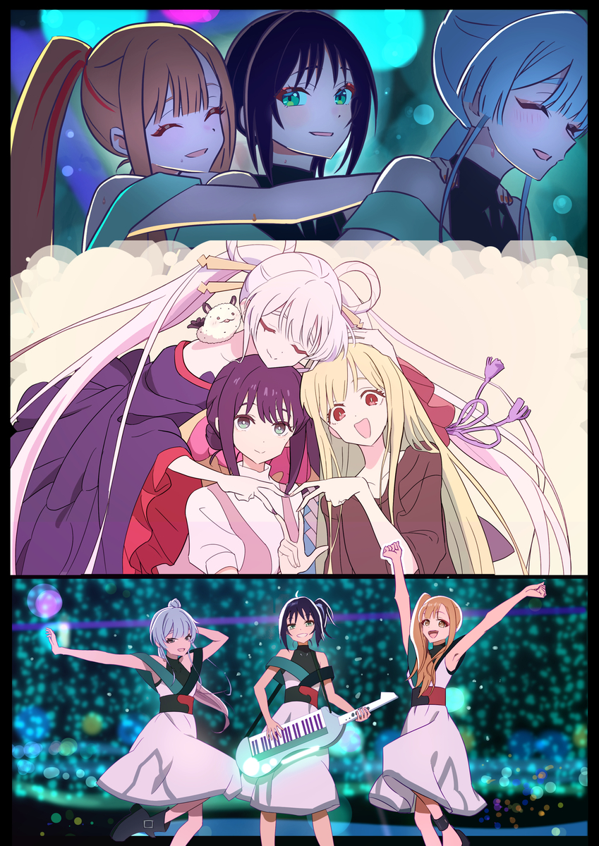 This is a pixiv picture whose title is 超かぐや姫！３人の好きなシーン模写。.