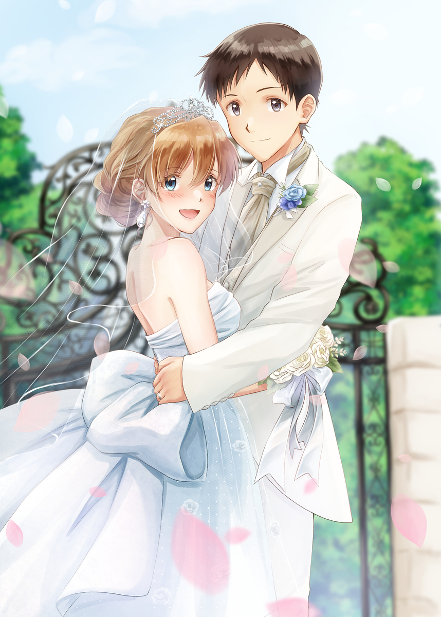 This is a pixiv picture whose title is Asuka & Shinji.