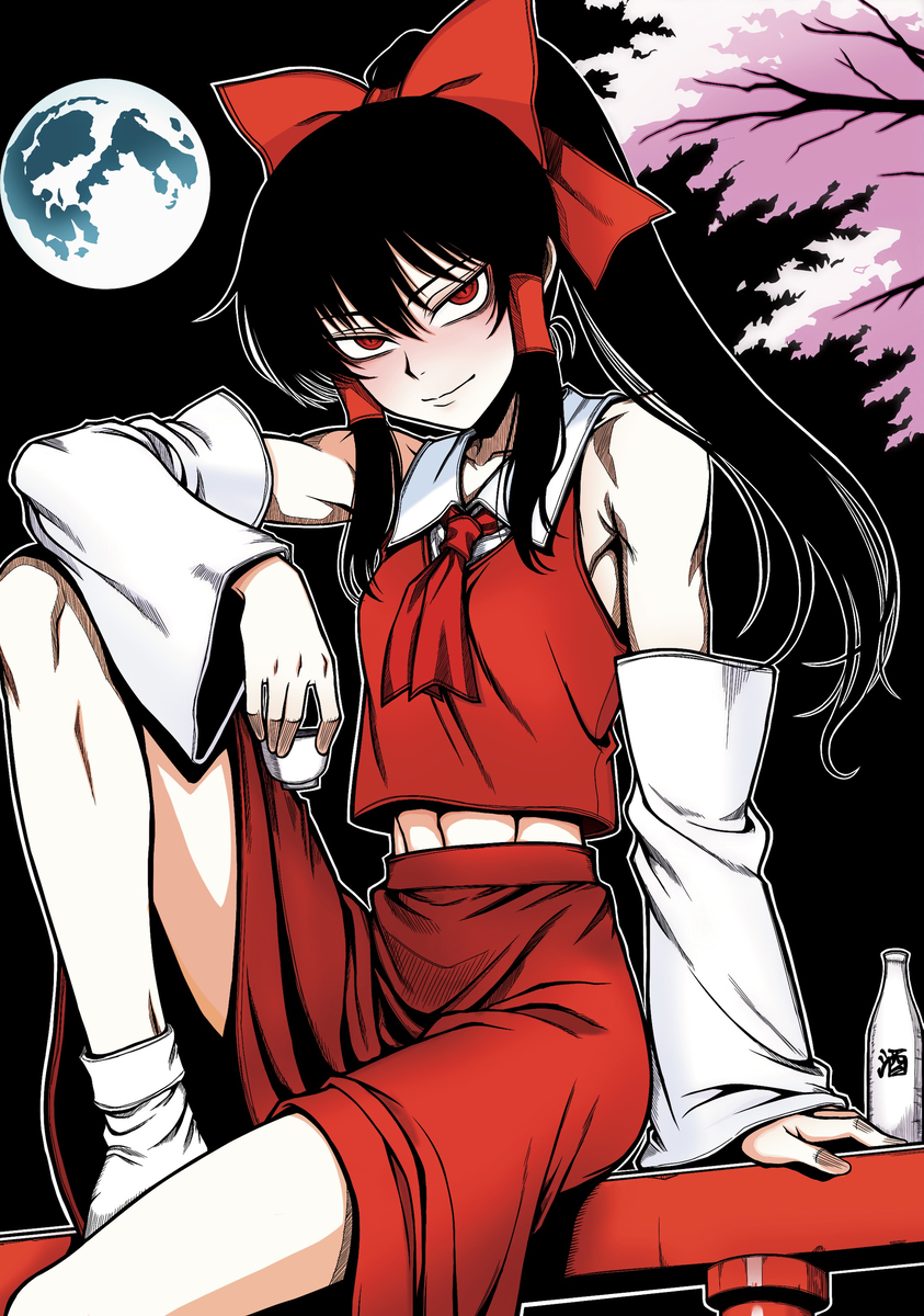 This is a pixiv picture whose title is 酔いど霊夢.