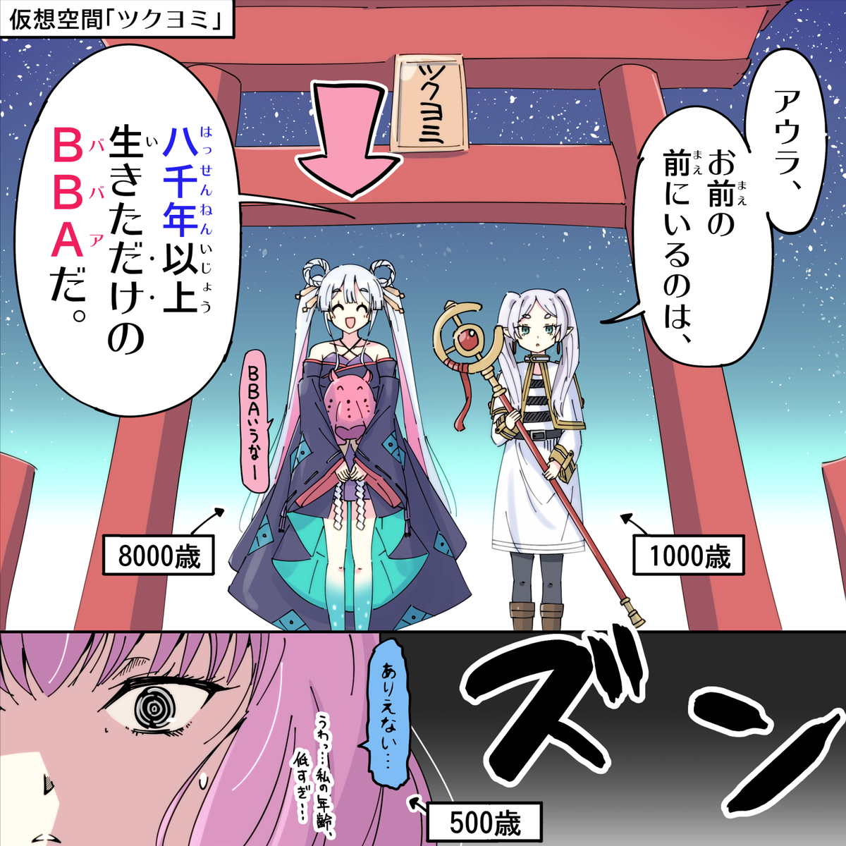 This is a pixiv picture whose title is うわっ…私の年齢、低すぎ…？.