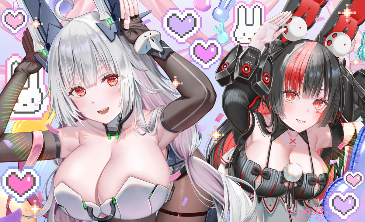 This is a pixiv picture whose title is うさ耳ポーズ／ダイブロス・コア.