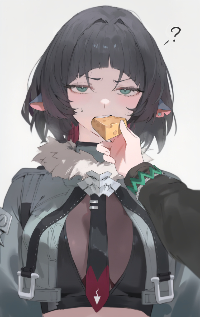 This is a pixiv picture whose title is 「チーズをあげる。」.