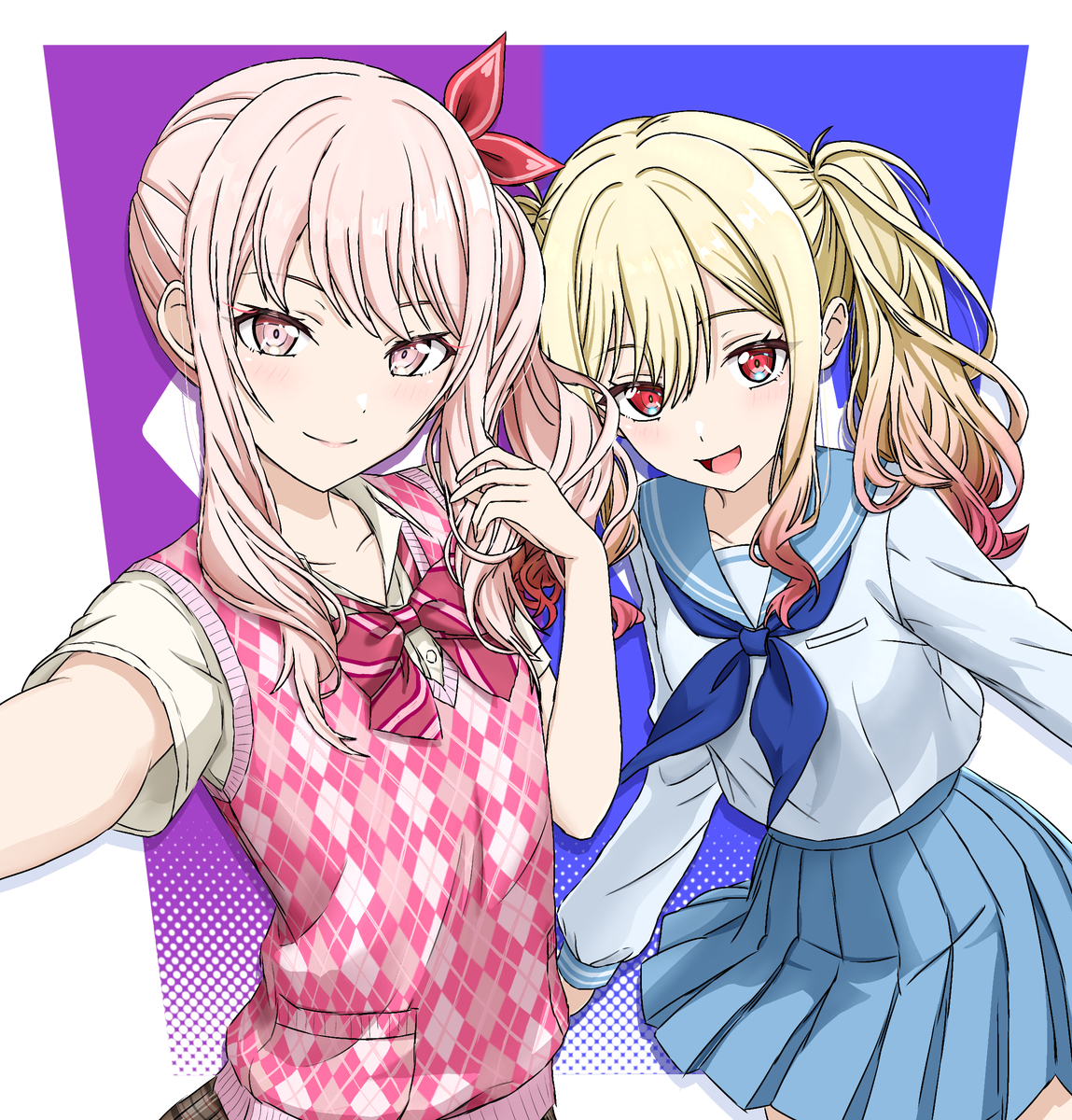 This is a pixiv picture whose title is ギャル組2人.