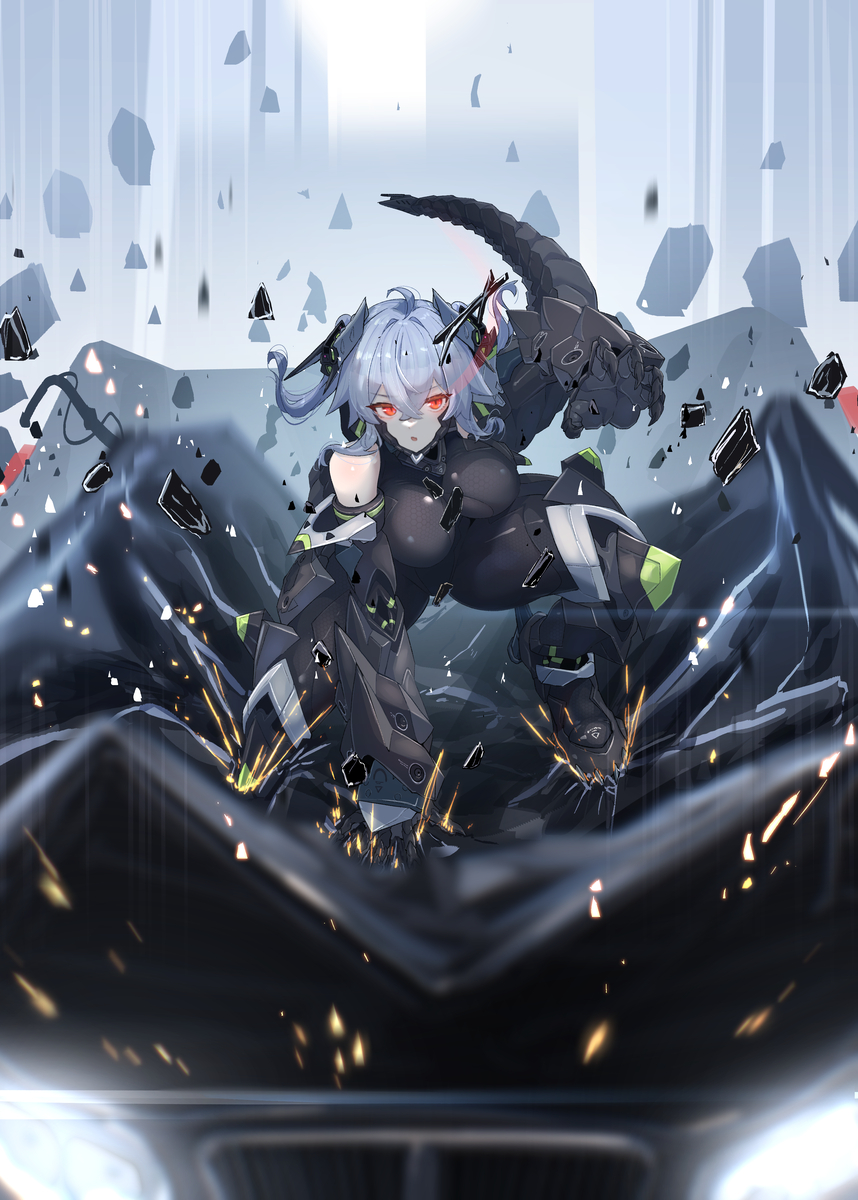 This is a pixiv picture whose title is Skeb】車に着地するM004さん.