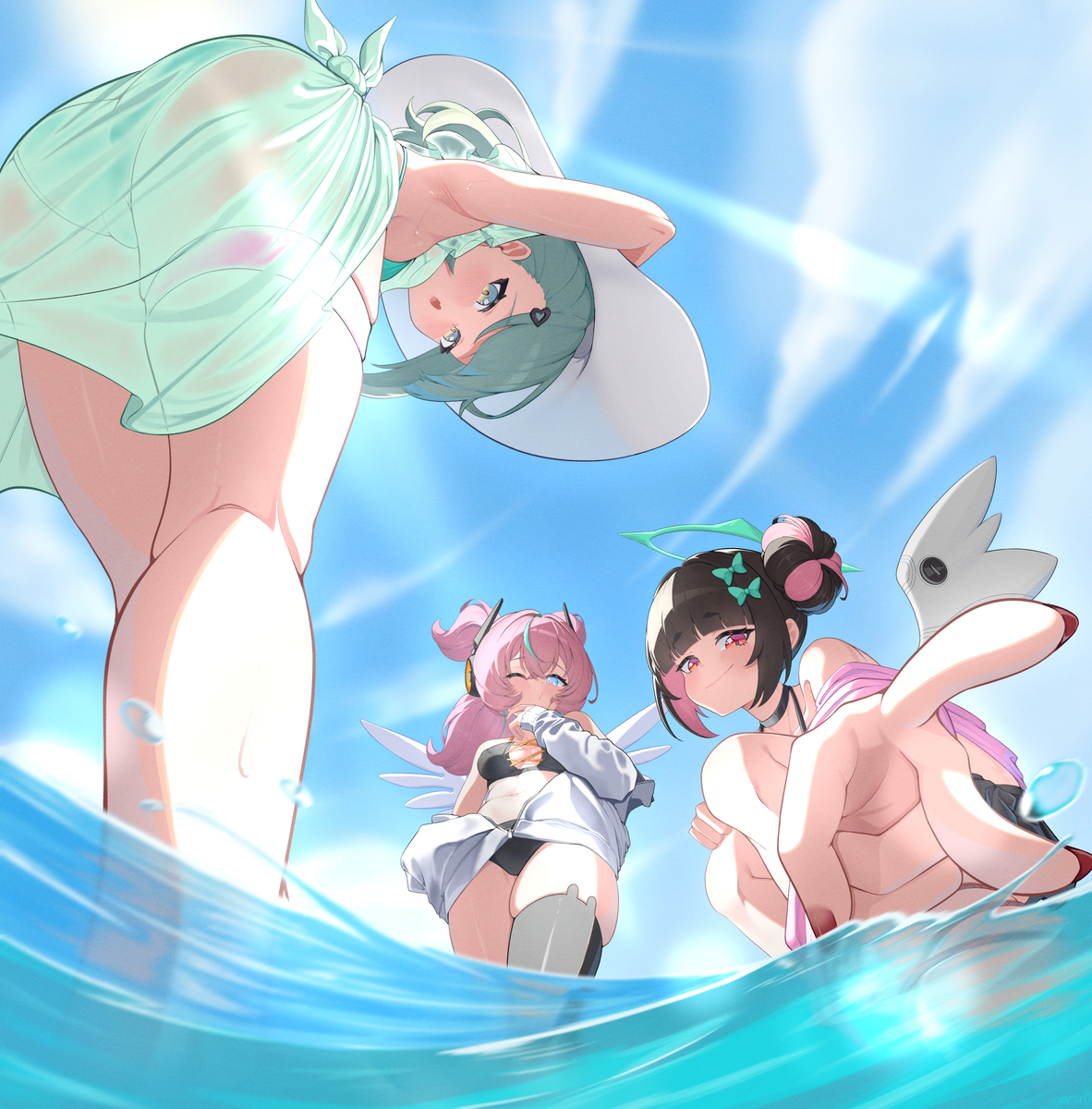 This is a pixiv picture whose title is Angels on the Beach.