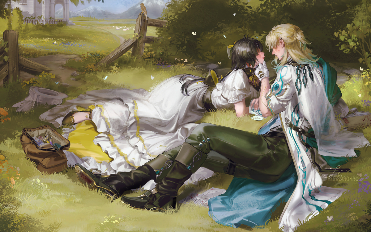 This is a pixiv picture whose title is 近くで.