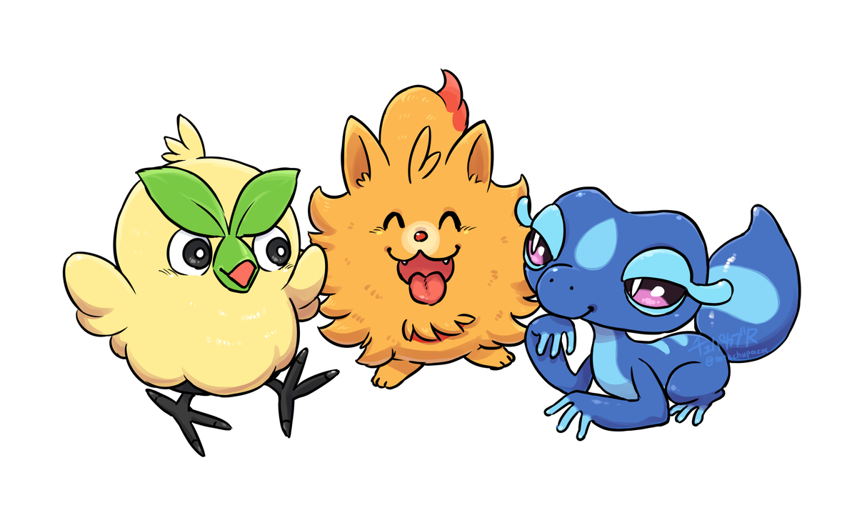 This is a pixiv picture whose title is ポケモン風波御三家.