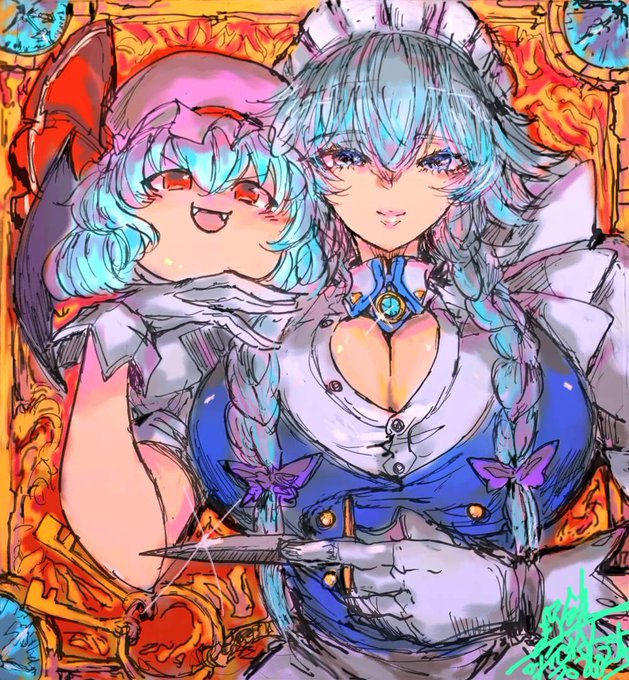 This is a pixiv picture whose title is 咲夜＆ゆっくりレミリア.