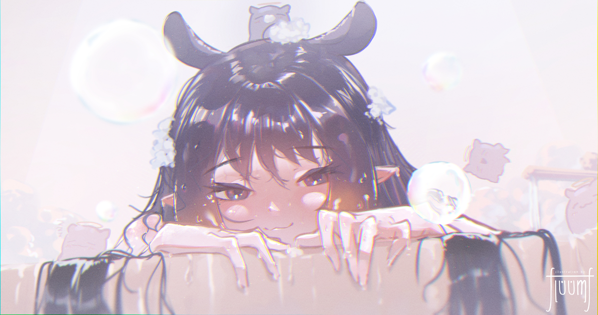 This is a pixiv picture whose title is relax with a bath~.