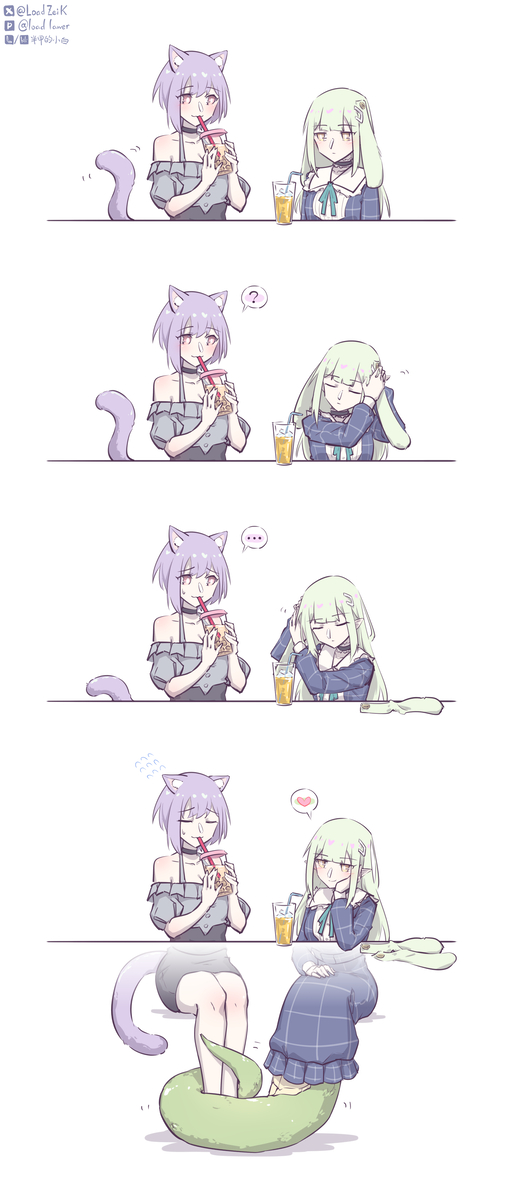 This is a pixiv picture whose title is ネコとウサギ…？.