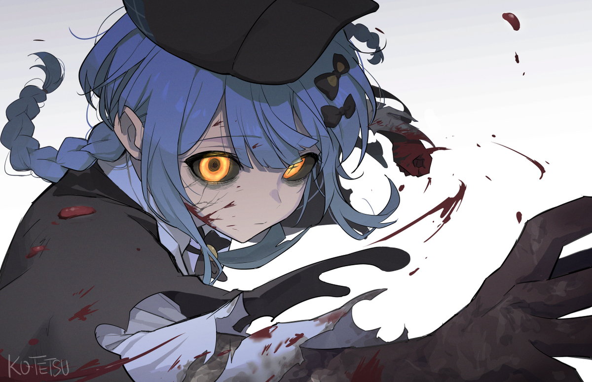 This is a pixiv picture whose title is 「私は、―身も心も醜悪な化け物」.