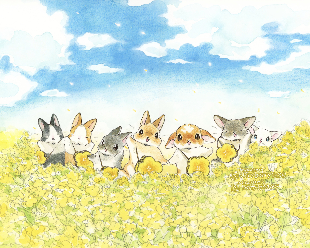 This is a pixiv picture whose title is 🌼菜の花畑🌼2222日目.