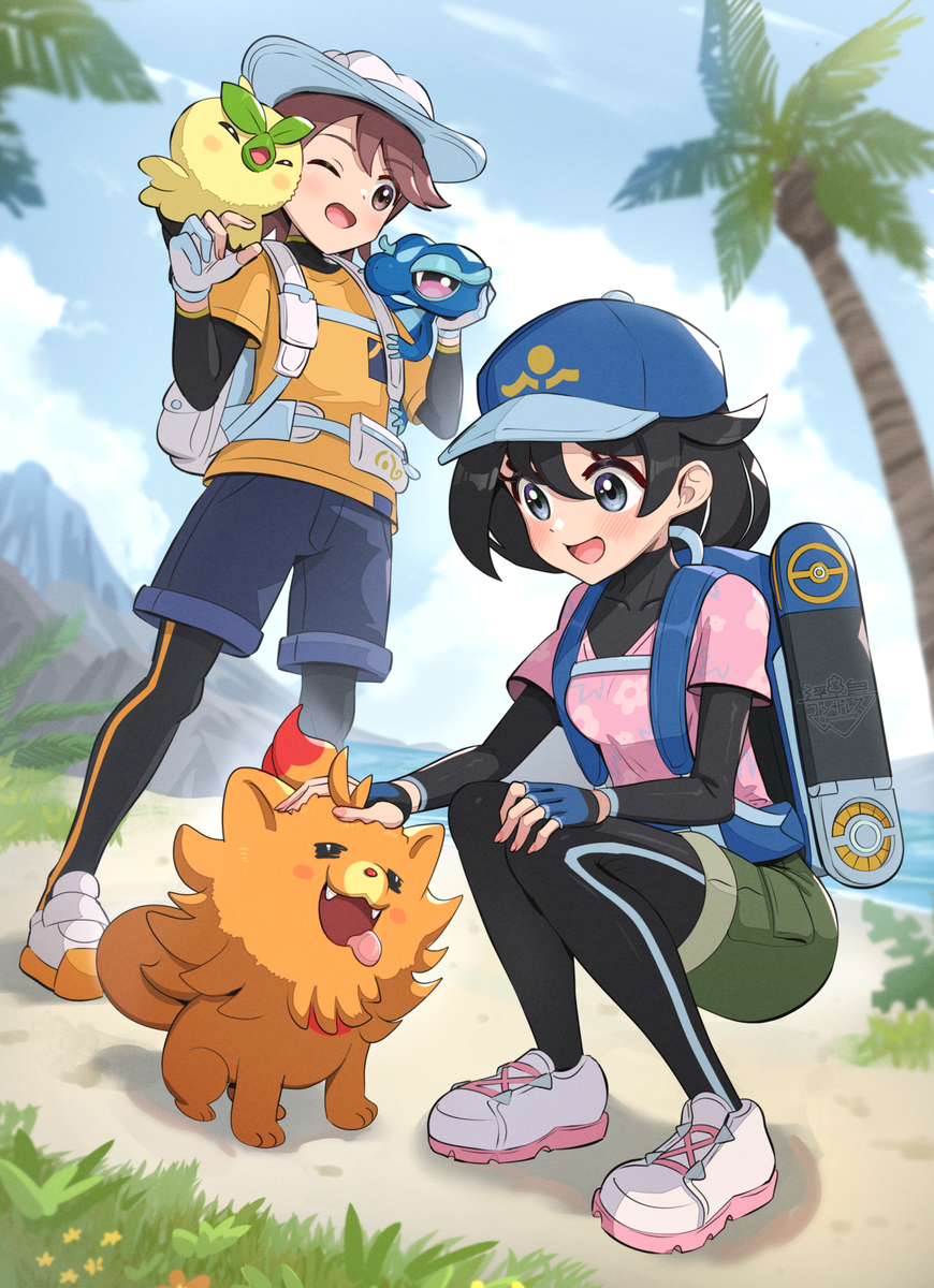 This is a pixiv picture whose title is ポケモン風波.