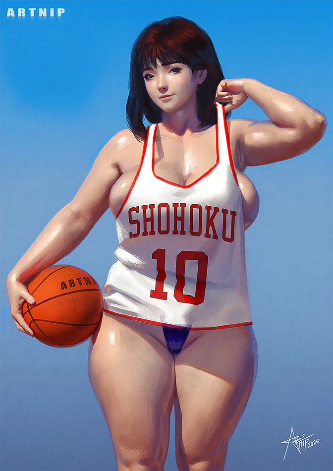 This is a pixiv picture whose title is Haruko (Slam Dunk).