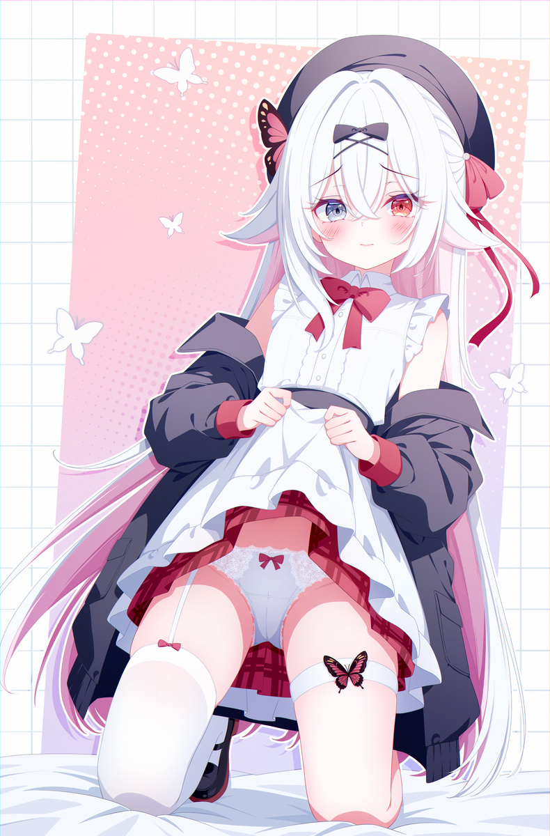 This is a pixiv picture whose title is 掀裙给你看胖次的美少女.