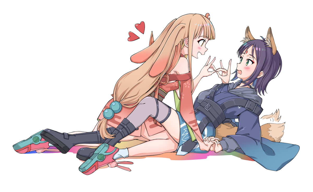 This is a pixiv picture whose title is かぐやといろはのあ合図  、なかよしのやつ！.