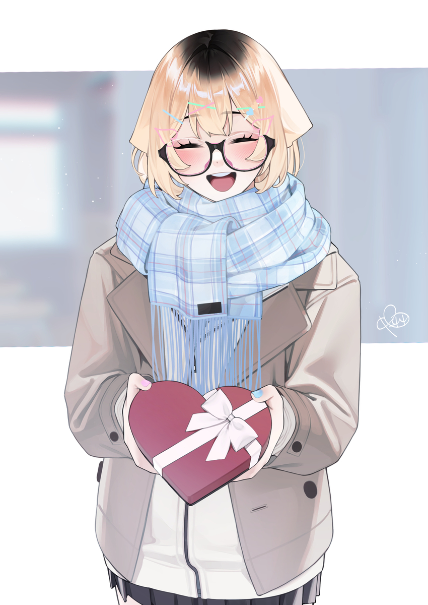 This is a pixiv picture whose title is 「えへへ、チョコ作ってきたよ」.