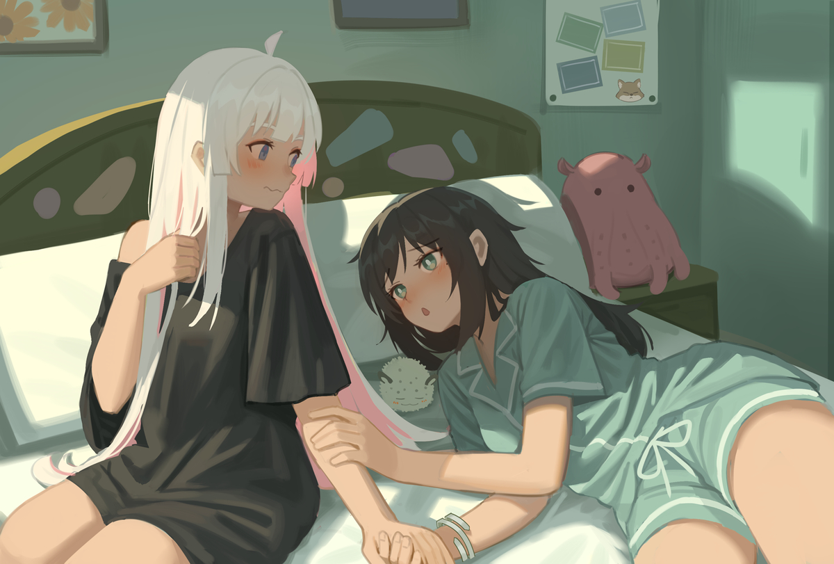 This is a pixiv picture whose title is 二度寝して？.