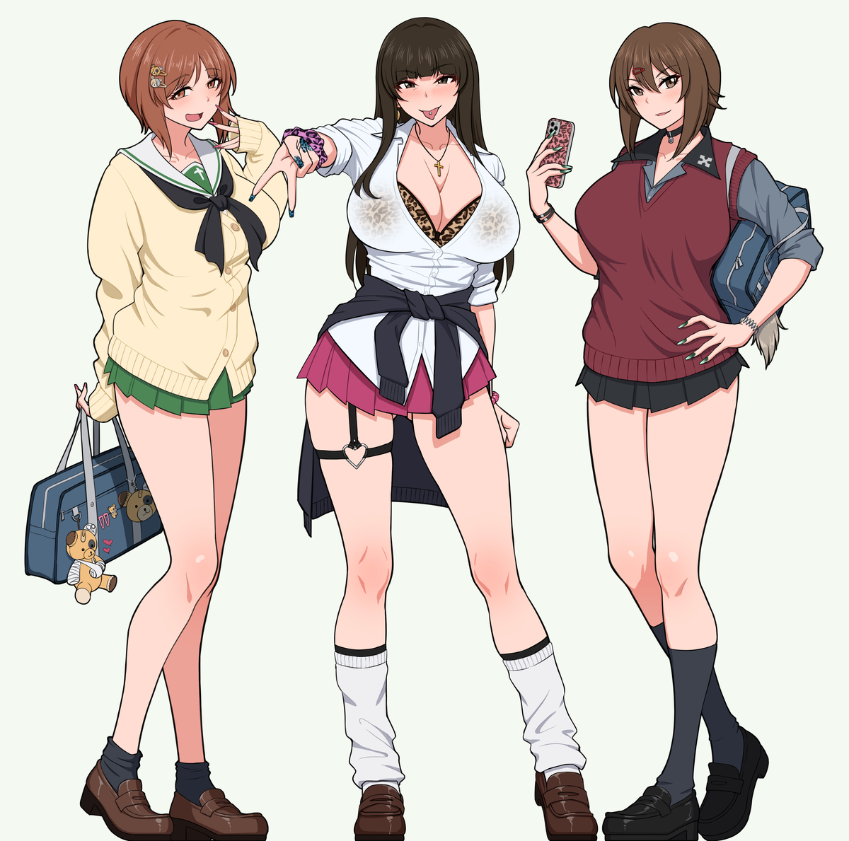 This is a pixiv picture whose title is 西住家バリギャル三姉妹.