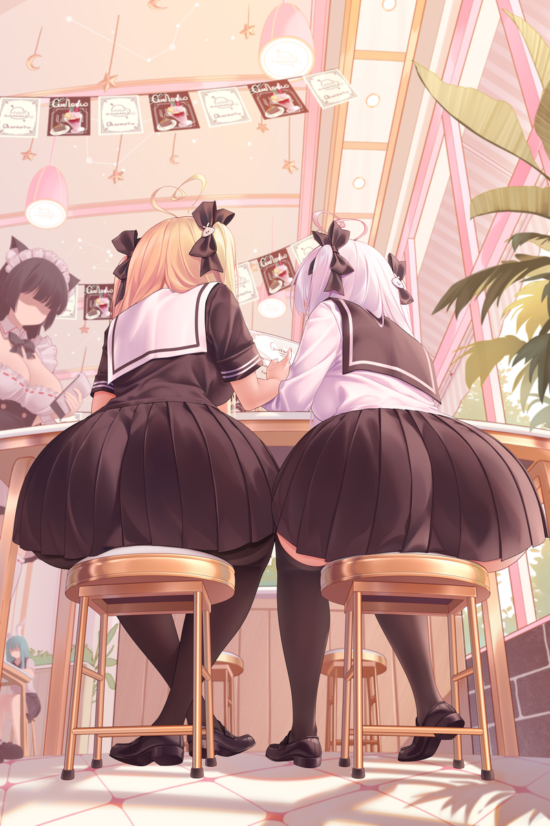 This is a pixiv picture whose title is 喫茶店.