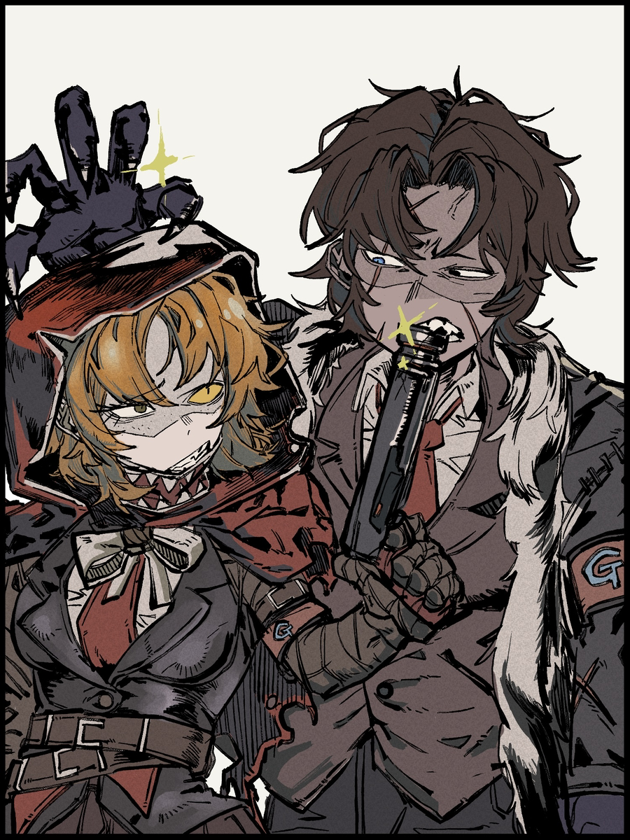 This is a pixiv picture whose title is 빨간 천 조각과 시퍼런 개새끼.