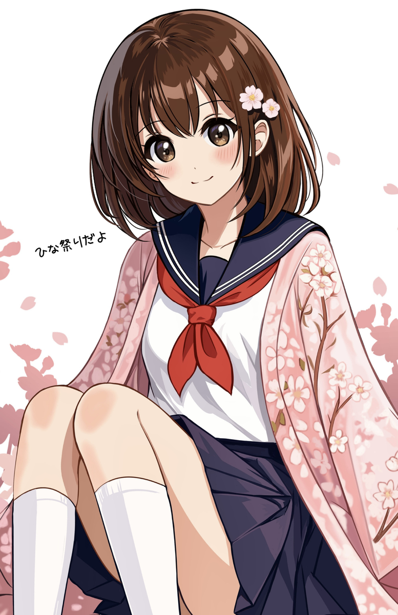 This is a pixiv picture whose title is セーラーに桜羽織りな女の子.