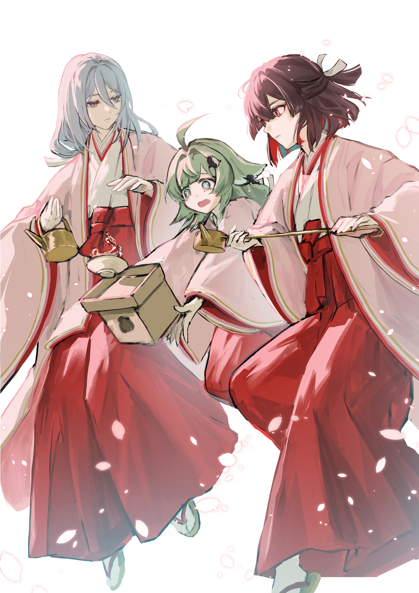 This is a pixiv picture whose title is 十王司の三人官女.