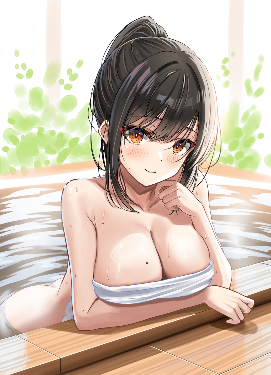 This is a pixiv picture whose title is 露天風呂～.