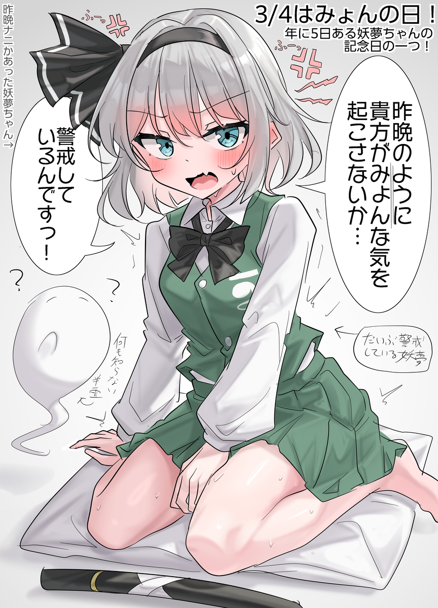 This is a pixiv picture whose title is 3/4はみょんの日！(魂魄妖夢の日).