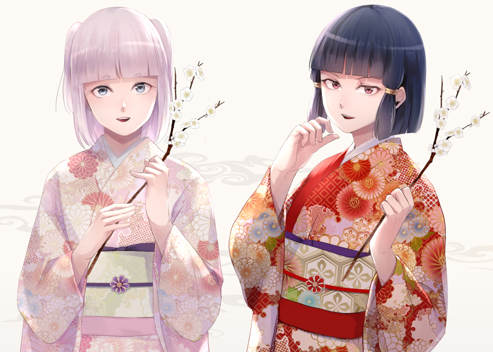 This is a pixiv picture whose title is 春の墨染＆白泉.