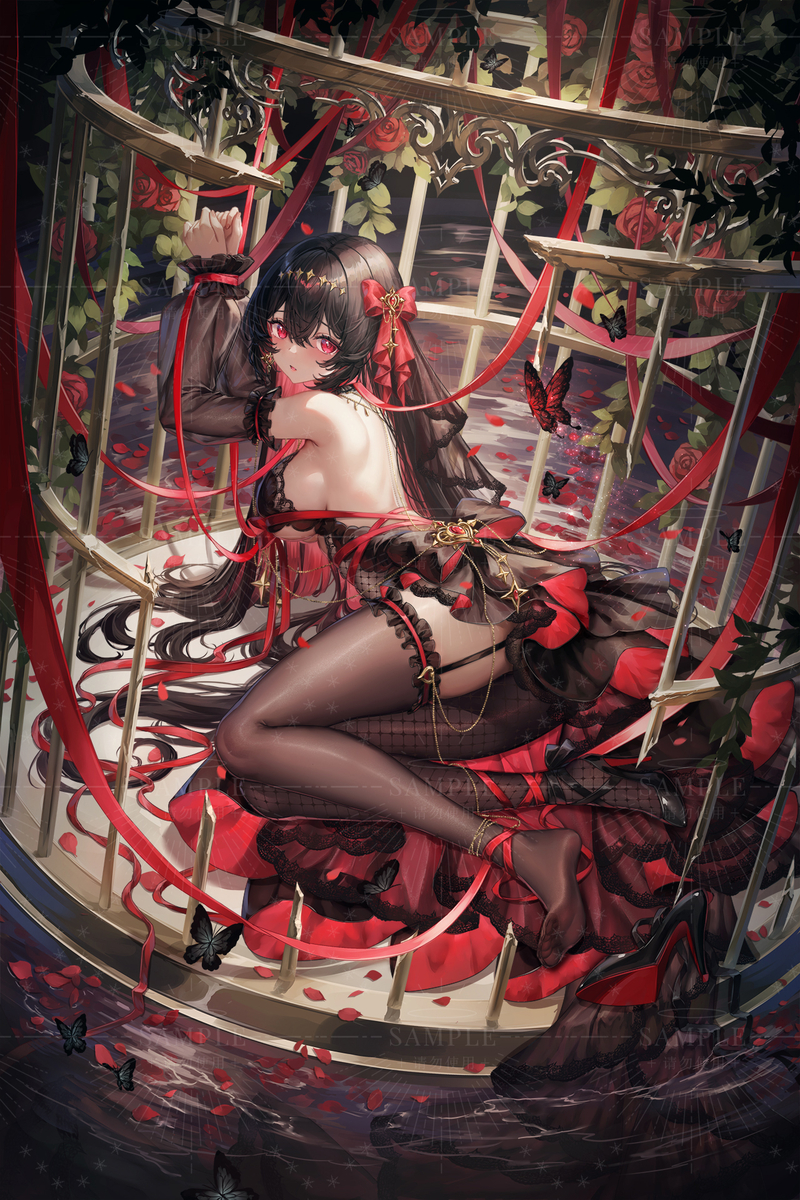 This is a pixiv picture whose title is 檻の中.