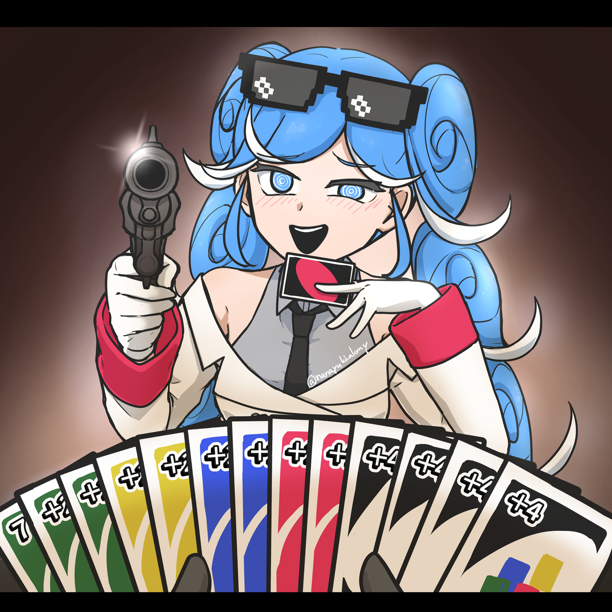 This is a pixiv picture whose title is うわっ…私の手札ヤバすぎ….